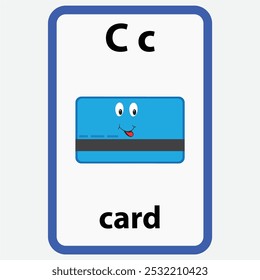 Alphabet flashcard for children with the letter c from card