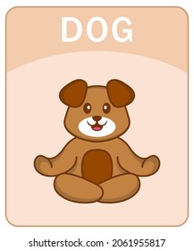 Alphabet flashcard with Cute dog cartoon character.