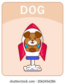 Alphabet flashcard with Cute dog cartoon character.