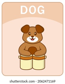Alphabet flashcard with Cute dog cartoon character.