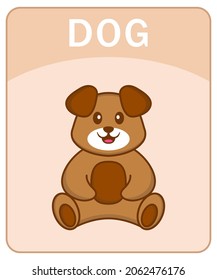 Alphabet flashcard with Cute dog cartoon character.