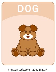 Alphabet flashcard with Cute dog cartoon character.
