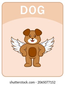 Alphabet flashcard with Cute dog cartoon character.