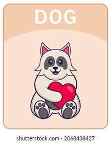 Alphabet flashcard with Cute dog cartoon character.