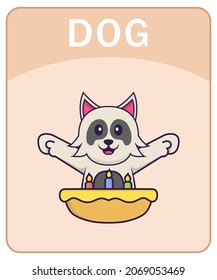 Alphabet flashcard with Cute dog cartoon character.