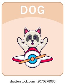 Alphabet flashcard with Cute dog cartoon character.