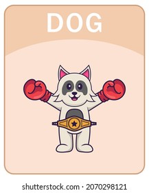 Alphabet flashcard with Cute dog cartoon character.