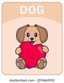 Alphabet flashcard with Cute dog cartoon character.