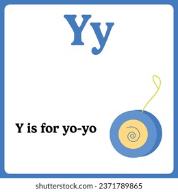 Alphabet flashcard for kids. Learning letters. Letter Y is for Yo-Yo.