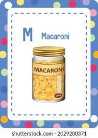 Alphabet flashcard with letter M for Macaroni illustration