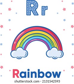 Alphabet flashcard letter R with cute r