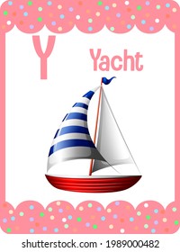 Alphabet flashcard with letter Y for Yacht illustration