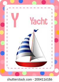 Alphabet flashcard with letter Y for Yacht illustration