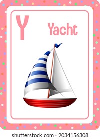 Alphabet flashcard with letter Y for Yacht illustration