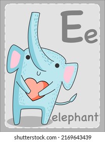 Alphabet flashcards E with pictures