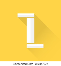 Alphabet with flat design and long shadow on yellow background, Z, vector illustration
