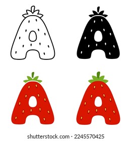 Alphabet A in flat style isolated