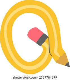 an alphabet with a flexible pencil theme
