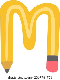 an alphabet with a flexible pencil theme