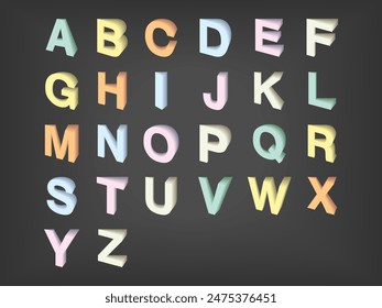 Alphabet flip on blackboard illustration. Pastel tone