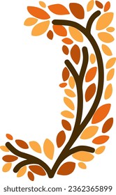 an alphabet with a flora leaf theme