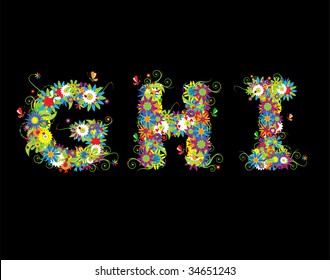 Alphabet, floral design. See also letters in my gallery