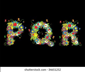 Alphabet, floral design. See also letters in my gallery