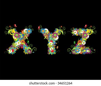 Alphabet, floral design. See also letters in my gallery
