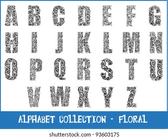 alphabet - floral - vector