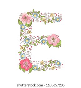 Alphabet Flower Vector Hand Drawn Stock Vector (royalty Free 