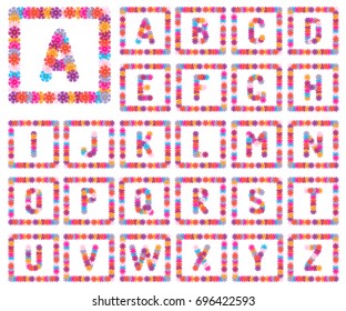 Alphabet from flowers.