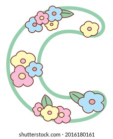 Alphabet with flowers. Letter C.