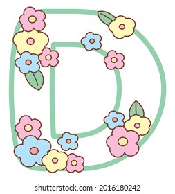 Alphabet with flowers. Letter D.