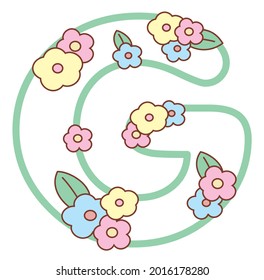 Alphabet with flowers. Letter G.