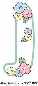 Alphabet with flowers. Letter J.