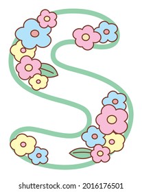 Alphabet with flowers. Letter S.