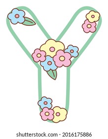 Alphabet with flowers. Letter Y.