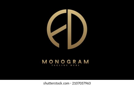 Alphabet FO or OF illustration monogram vector logo template in round shape