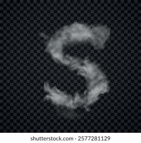 Alphabet of fog and clouds. Letters of smoke. Smoke Letter 