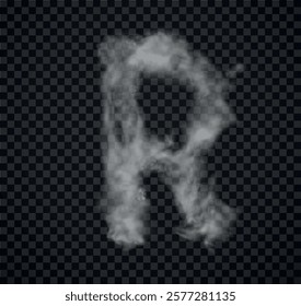 Alphabet of fog and clouds. Letters of smoke. Smoke Letter 