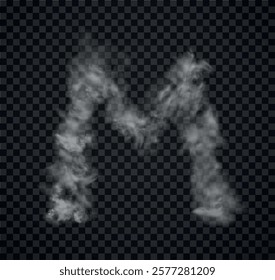 Alphabet of fog and clouds. Letters of smoke. Smoke Letter 