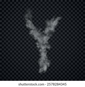 Alphabet of fog and clouds. Letters of smoke. Smoke Letter 