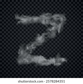 Alphabet of fog and clouds. Letters of smoke. Smoke Letter 