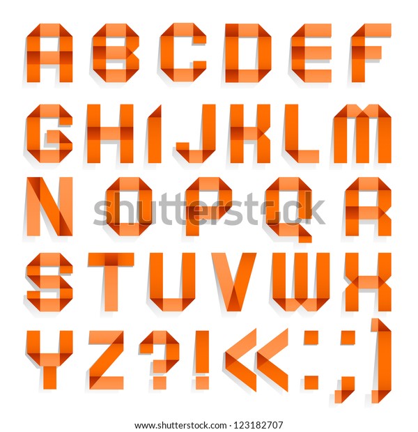 Alphabet Folded Colored Paper Orange Letters Stock Vector Royalty Free