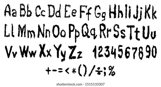 Alphabet. Font. Abstract font. Abstract letters and numbers. Art alphabet