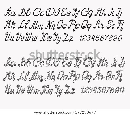alphabet font black white different styles stock vector royalty