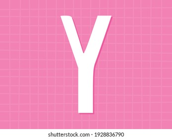 Alphabet font cute kraft Y. Grid random background. Vector illustration