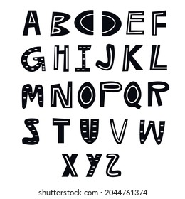Alphabet. Font design, childish alphabet letters vector illustration