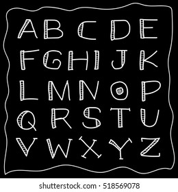 alphabet or font doodle vector