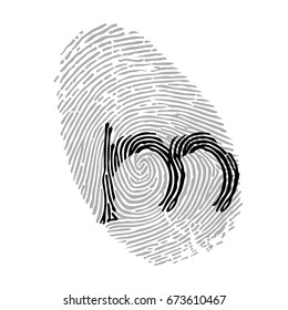 Alphabet Font fingerprint.  Logo "m". Vector illustration.